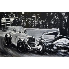 Shan Amrohvi, Oil on Canvas, 24 x 36 inch, Vintage Car painting, AC-SA-070