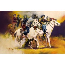 Shan Amrohvi, Oil on Canvas, 24 x 36 inch, Horse painting, AC-SA-072