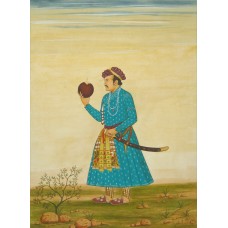 Syed A. Irfan, Mughal Emperor Jahangir, 10 x 14 Inch, Watercolor, Teawash& Gold on Wasli, Figurative Painting, AC-SAI-033