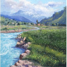 Tahir Bilal Ummi, 24 x 24 Inch, Oil on Canvas, Landscape Painting, AC-TBL-042