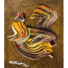 Tariq Hussain, 18 x 16, Oil on Canvas, Calligraphy Painting, AC-TRH-020