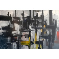 Xandria Noir, 24 x 36 Inch, Acrylic on Canvas,  Abstract Painting, AC-XA-014(EXB-09)