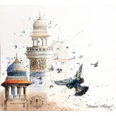 Zahid Ashraf, 12 x 12 Inch, Watercolor on Canvase, Cityscape Painting, AC-ZHA-023
