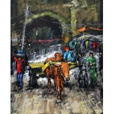 Zahid Saleem, 13 x16 Inch, Acrylic on Canvas, Cityscape Painting, AC-ZS-023