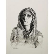 Zameer Hussain, untitled 12 X 15 Inch, Pen ink on paper, Figurative Painting -AC-ZAH-022