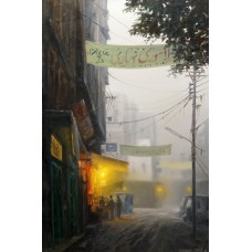 Zulfiqar Ali Zulfi, Chuna Mandi Lahore, 39 x 26 inch, Oil on Canvas, Cityscape Painting-AC-ZUZ-019