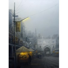 Zulfiqar Ali Zulfi, Lohari Gate, 40 x 30 inch, Oil on Canvas, Cityscape Painting-AC-ZUZ-047