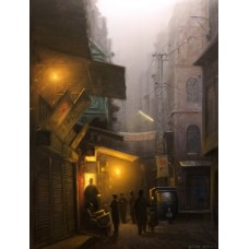 Zulfiqar Ali Zulfi, Billa Tea Stall, 40 x 30 inch, Oil on Canvas, Cityscape Painting-AC-ZUZ-049