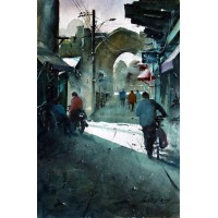 Javid Tabatabaei, Old Bazar in Isfahan, 14 x 21 Inch, Watercolour on Paper, Cityscape Painting, AC-JTT-001