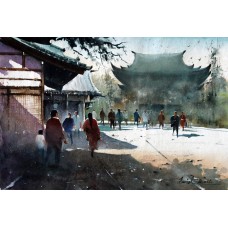 Javid Tabatabaei, Japan, 14 x 21 Inch, Watercolour on Paper, Cityscape Painting, AC-JTT-002